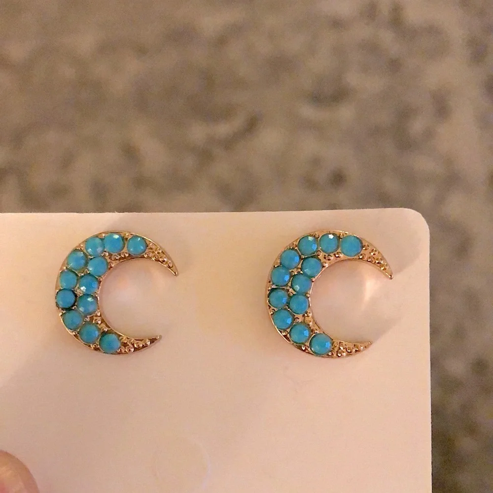 Adorable Moon Turquoise Boho Earrings